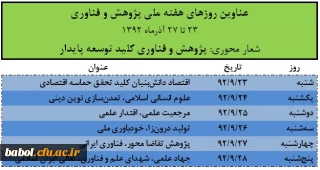 عناوین و روزهای هفته پژوهش در وزارت علوم و تحقیقات و فناوری