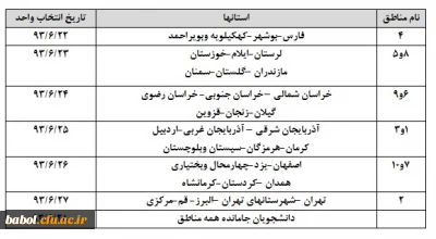 زمانبندی منطقه ای انتخاب واحد دانشجویان دانشگاه فرهنگیان
