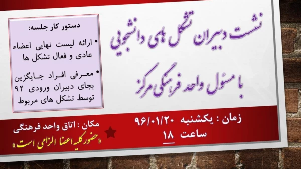 نشست دبیران کانون های دانشجویی با کارشناس فرهنگی