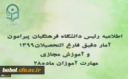 اطلاعیه رئیس دانشگاه فرهنگیان:
پیوستن بیش از 20 هزار فارغ التحصیل دانشگاه فرهنگیان به وزارت آموزش و پرورش 2